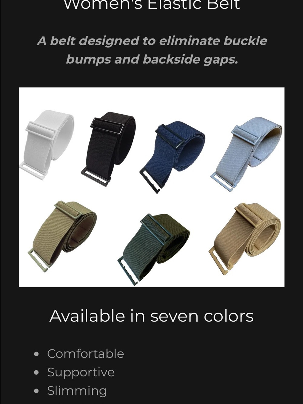 SkinniBelt Women’s Elastic Belt | No Buckle No Bulge Adjustable Belt NWT